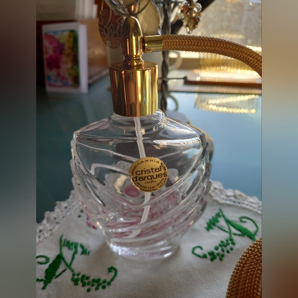 Vintage Cristal Perfume Bottle Atomizer Genuine Lead Crystal Made In FRANCE - Picture 3 of 6